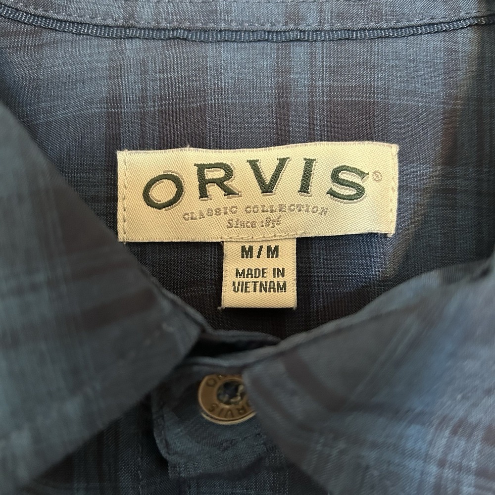 Orvis Men's Medium Blue Plaid Short Sleeve Outdoor‎ Fishing Hiking Style Shirt - Picture 3 of 4